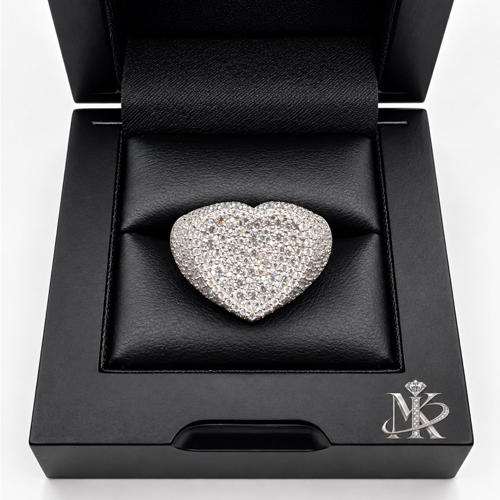 925 Sterling Silver 3.00CTW MOISSANITE Heart Men’s Ring Size 11 or 12